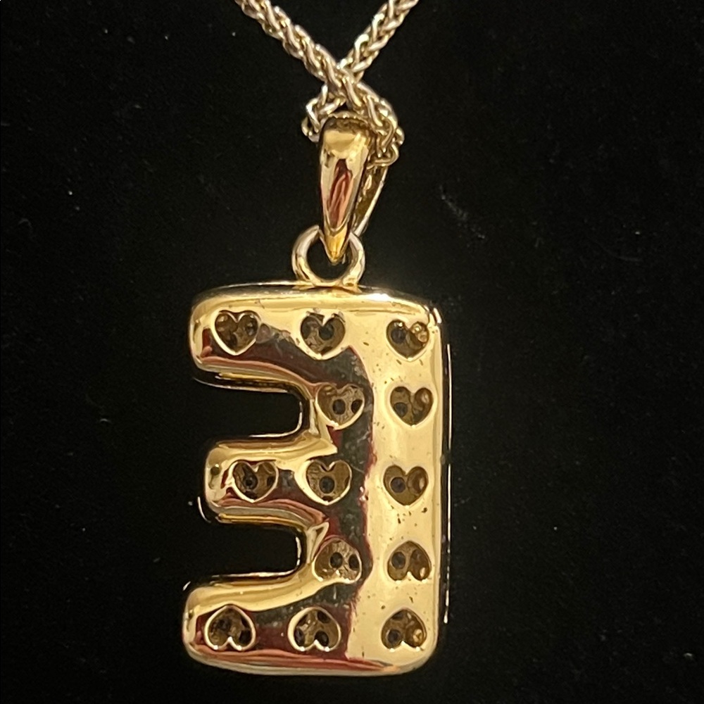 Puffy Initial "E" Pendant Necklace - image 3